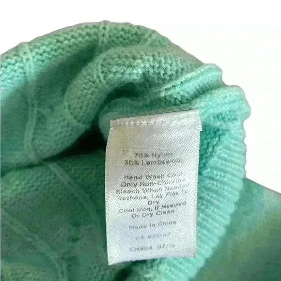 Talbots Crewneck Sweater Women’s XL Seafoam Green Cableknit - Picture 7 of 7
